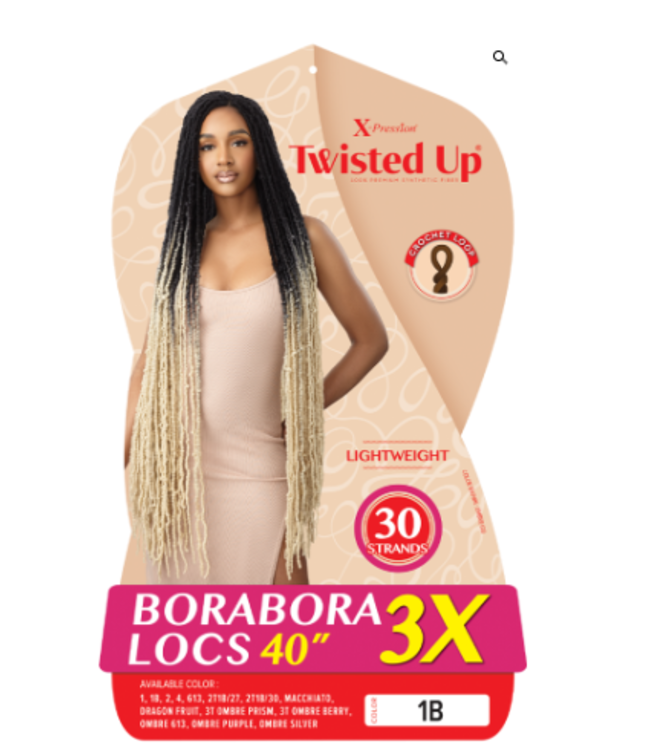 OUTRE' 3X X-PRESSION TWISTED UP BORABORA LOCS 40" 3TOMBRE RAINBOW