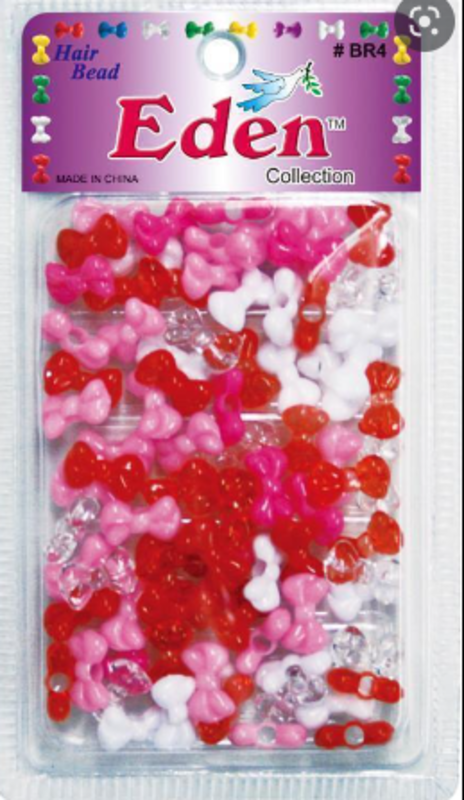 FOUR BOW TIE HAIR BEAD PINK MIX