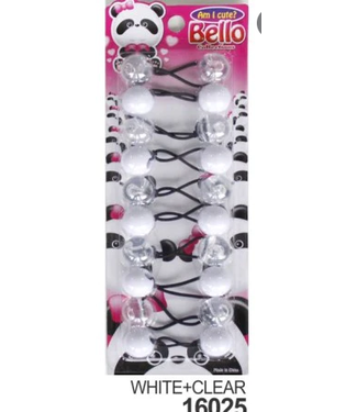 BELLO HAIR BALLS WHT CLEAR 20MM #16025