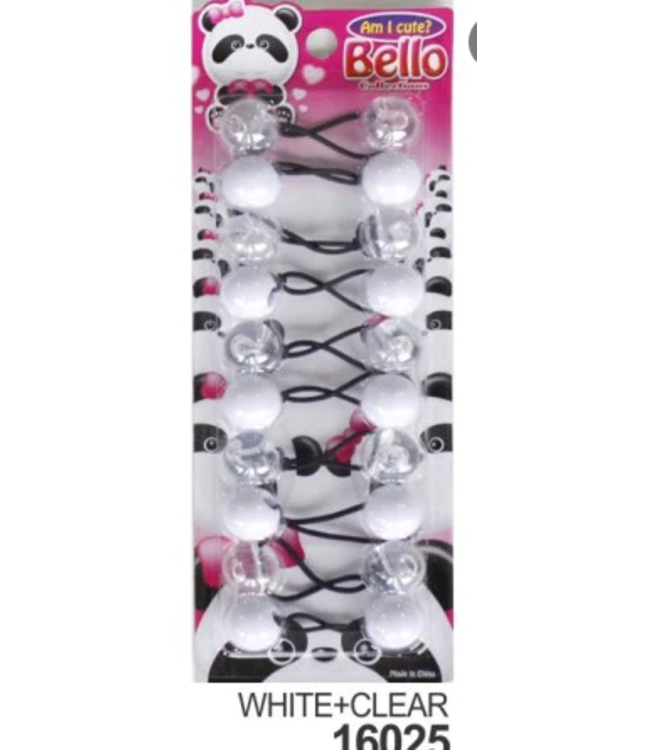 BELLO HAIR BALLS WHT CLEAR 20MM #16025