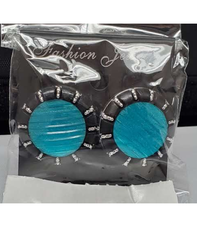 STRIPE ROUND STUD EARRINGS