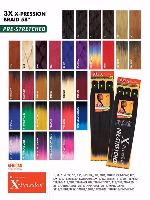SENSATIONNEL 3X XPRESSION PRESTRETCHED BRAID 58"