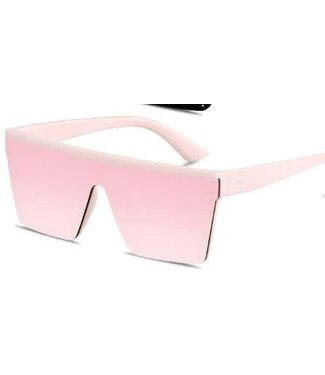 SAREBYS BEAUTY SUPPLY LARGE SQUARE NO RIM SUN GLASSES OPAQUE PINK COLOR UV 400