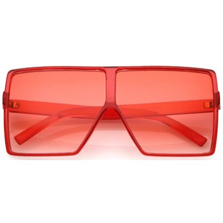 SAREBYS BEAUTY SUPPLY LARGE SQUARE NO RIM SUN GLASSES OPAQUE RED COLOR UV 400