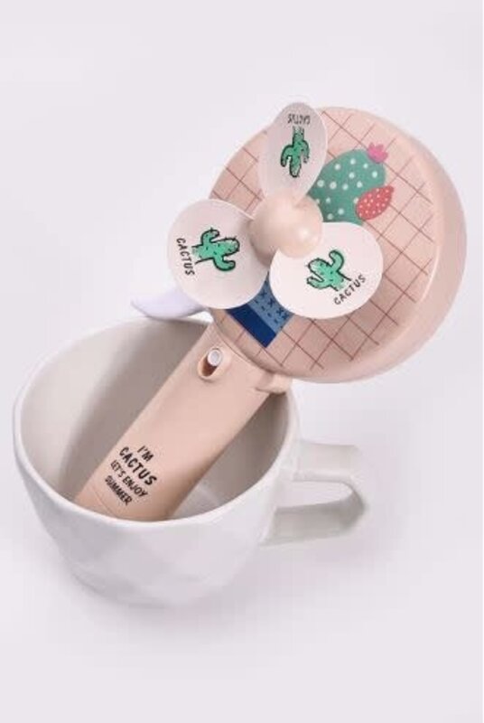 Amerikan Basics SUMMER FAN CACTUS FLAMINGOS MINI SPRAY FAN