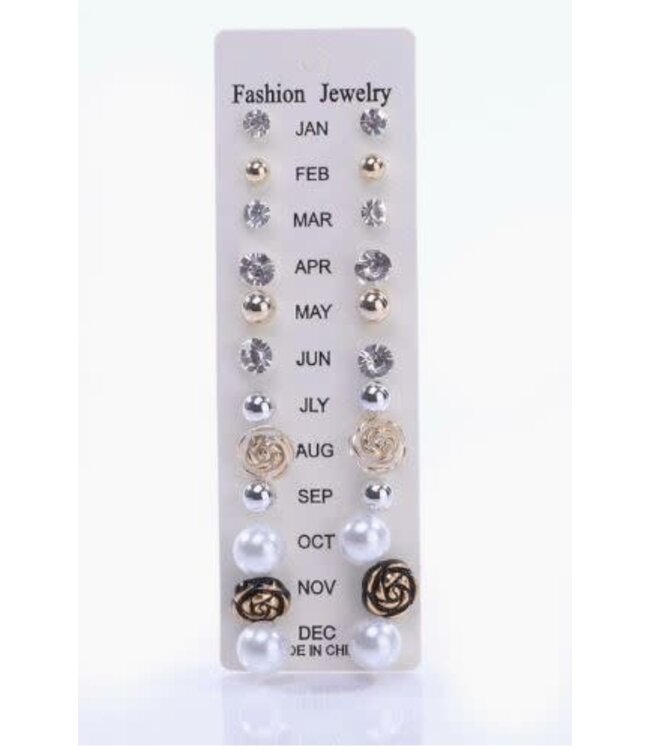 Amerikan Basics MONTHLY EARRINGS JAN-DEC FASHION JEWELRY