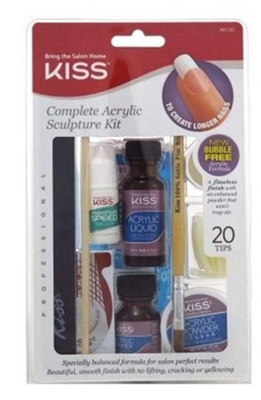KISS KISS COMPLETE ACRYLIC SCULPTURE KIT. 20 TIPS