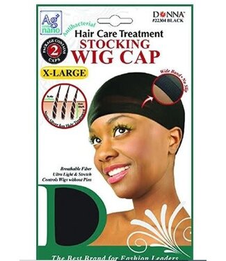 DONNA 2PC STOCKING WIG CAP BLACK XLARGE