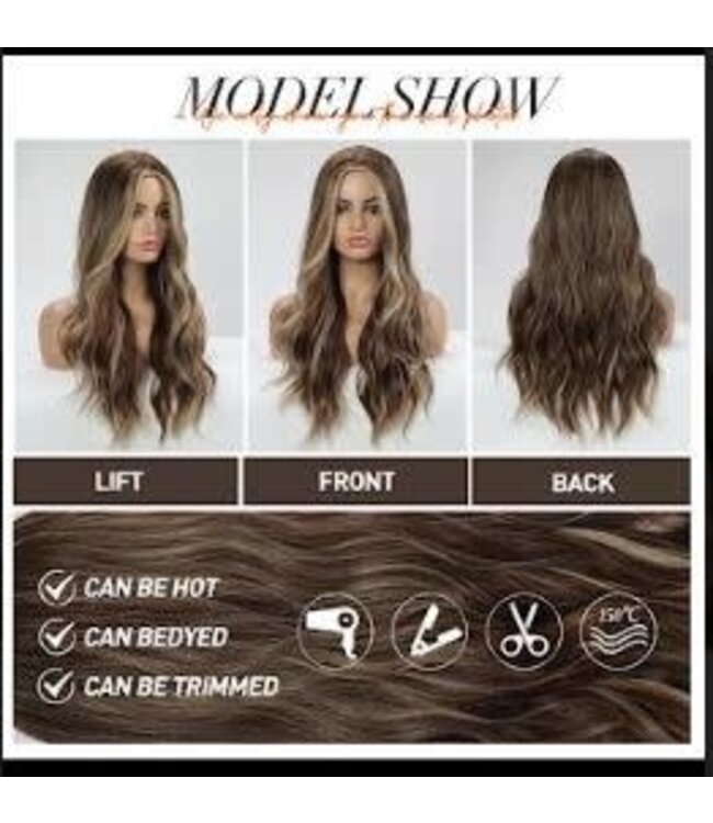 ONE N ONLY  LC179-10 M06241  LONG MIDDLE PART WAVE WOMEN WIG # OMBRE BROWN/BLONDE