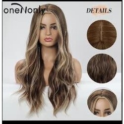 ONE N ONLY  LC179-4 #16288  LONG MIDDLE PART WAVE WOMEN WIG  BROWN