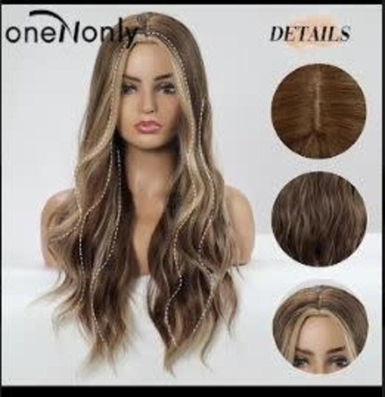ONE N ONLY  LC179-4 #16288  LONG MIDDLE PART WAVE WOMEN WIG  BROWN
