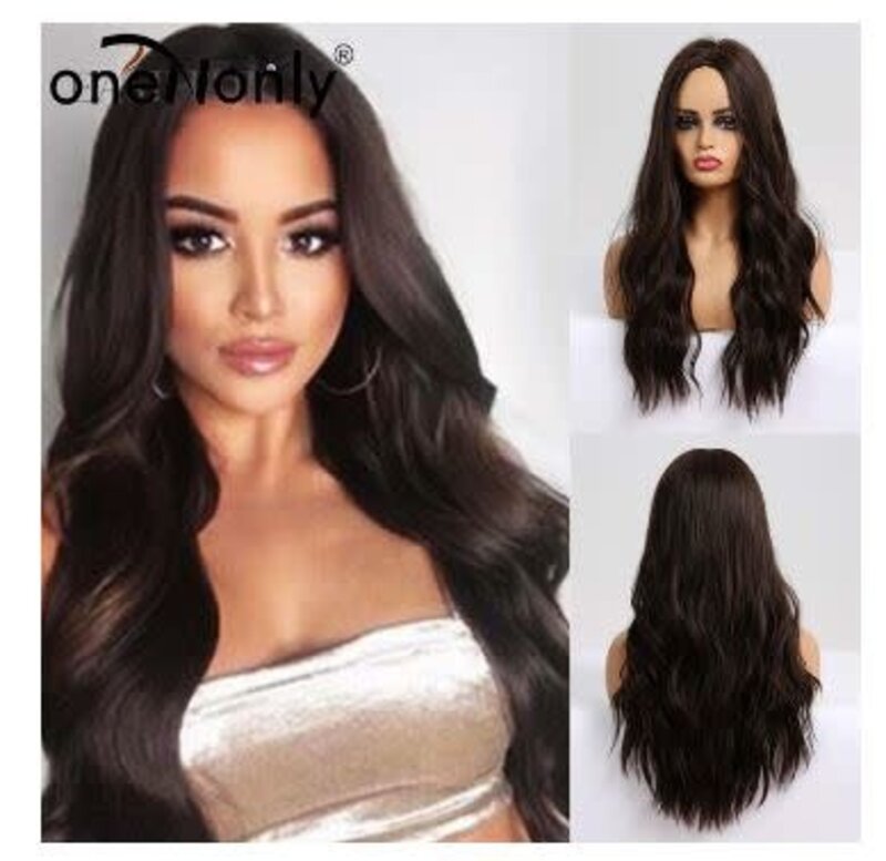 ONE N ONLY  LC179-4 #16288  LONG MIDDLE PART WAVE WOMEN WIG  BROWN