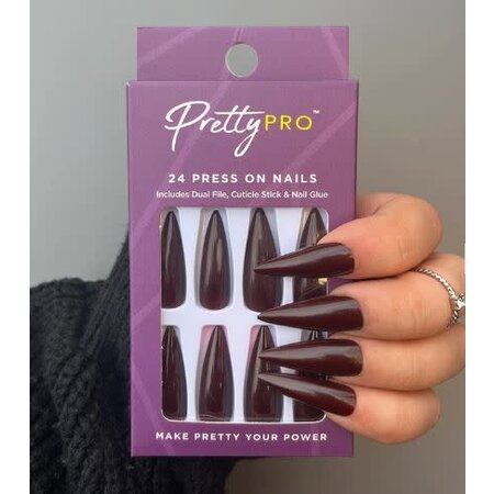 PRETTY PRO PRETTY PRO 24 PRESS ON NAILS LONG CHOCOHOLIC STILETTO