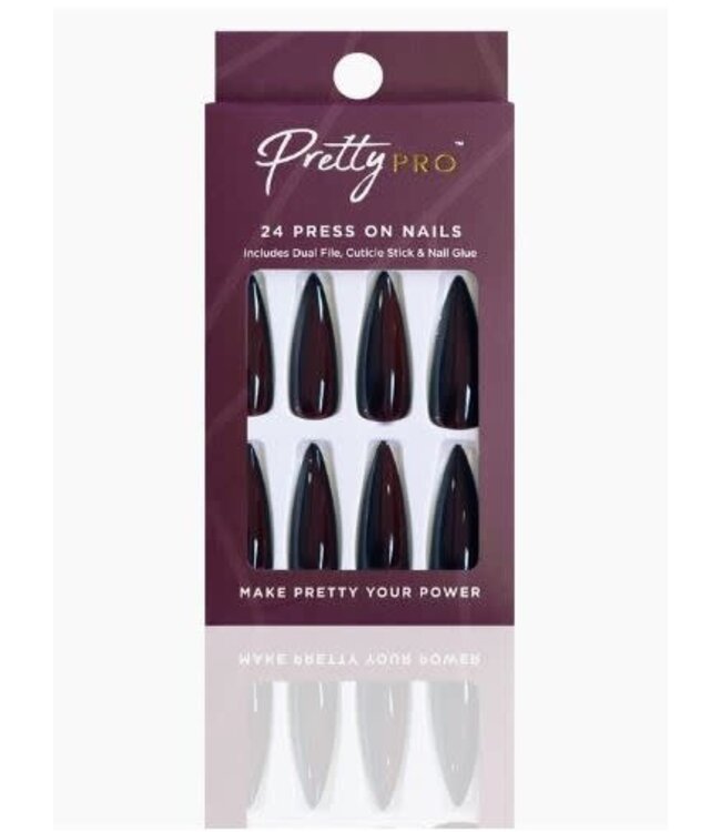PRETTY PRO PRETTY PRO 24 PRESS ON NAILS LONG CHOCOHOLIC STILETTO