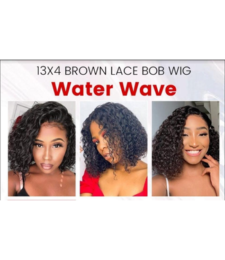 HH 13X4 WATER WAVE NATURAL LACE FRONT BOB 10"