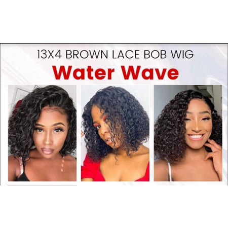 HH 13X4 WATER WAVE NATURAL LACE FRONT BOB 12"