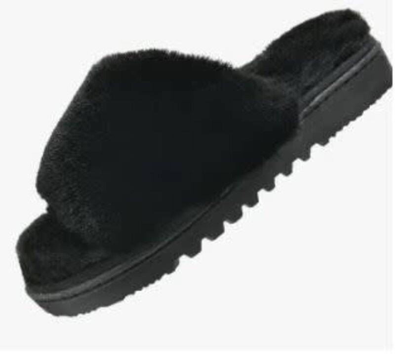 TELIFAR BLACK OPEN TOE MEMORY FOAM SLIPPERS SIZE 7-8