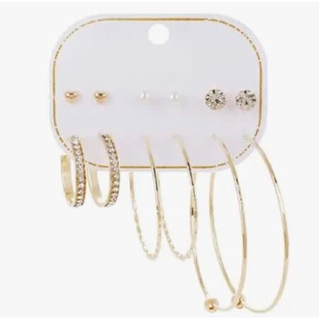 SUPERSTAR STUD AND HOOP EARRINGS 6PC SET GOLD