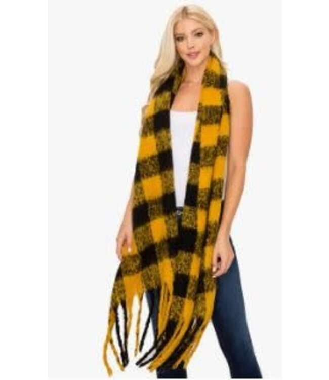 SAREBYS BEAUTY SUPPLY PLAID  PATTERN FRINGE SCARF