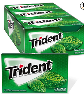 TRIDENT TRIDENT SPEARMINT SUGAR FREE GUM/GREEN