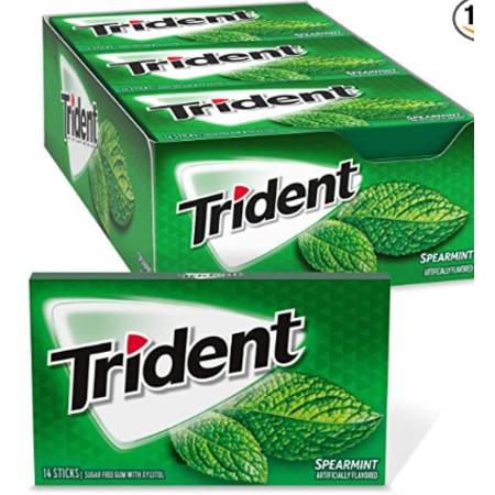 TRIDENT TRIDENT SPEARMINT SUGAR FREE GUM/GREEN