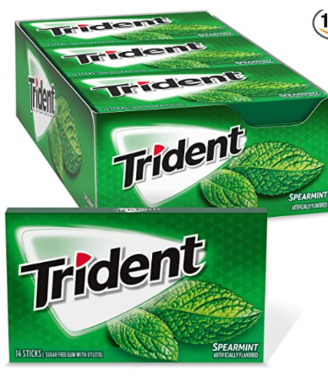 TRIDENT TRIDENT SPEARMINT SUGAR FREE GUM/GREEN
