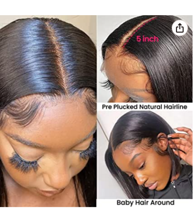 HH 13X4 DEEP WAVE NATURAL LACE FRONT BOB 10"
