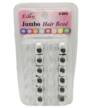HAIR BEAD-JUMBO SIZE/24CT(SILVER/CLEAR)