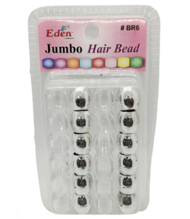 HAIR BEAD-JUMBO SIZE/24CT(SILVER/CLEAR)