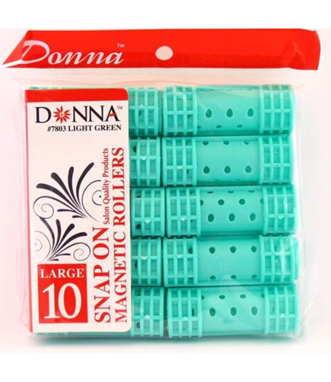DONNA SNAP ON MAGNETIC ROLLERS GREEN LARGE
