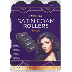 DONNA SATIN FOAM ROLLERS 30PC M/L/XL JUMBO