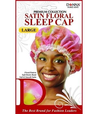 DONNA SATIN FLORAL SLEEP CAP LARGE