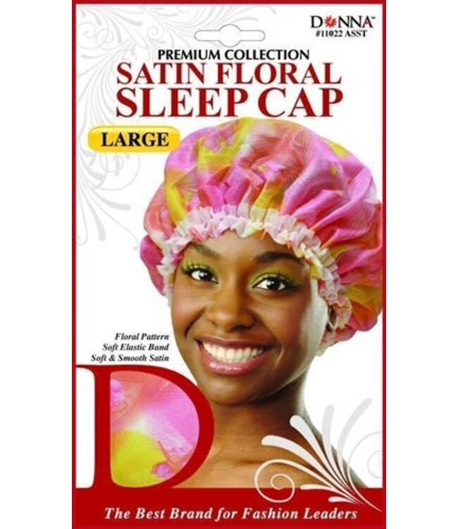 DONNA SATIN FLORAL SLEEP CAP LARGE