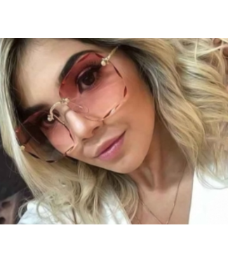 SAREBYS BEAUTY SUPPLY Women'S Fashion Personality Two Color Gradient Rimless Cut Edge Square Frame Sunglasses