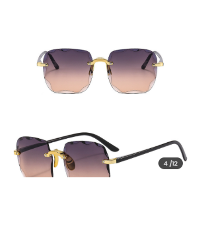 SAREBYS BEAUTY SUPPLY Women'S Fashion Personality Two Color Gradient Rimless Cut Edge Square Frame Sunglasses