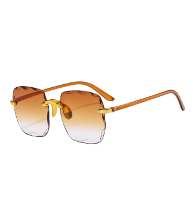 SAREBYS BEAUTY SUPPLY Women'S Fashion Personality Two Color Gradient Rimless Cut Edge Square Frame Sunglasses