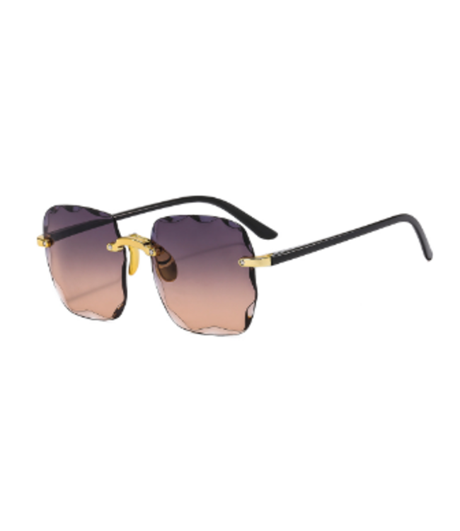 SAREBYS BEAUTY SUPPLY Women'S Fashion Personality Two Color Gradient Rimless Cut Edge Square Frame Sunglasses