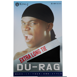KING J KNG J XTRA LONG TIE DURAG BLACK