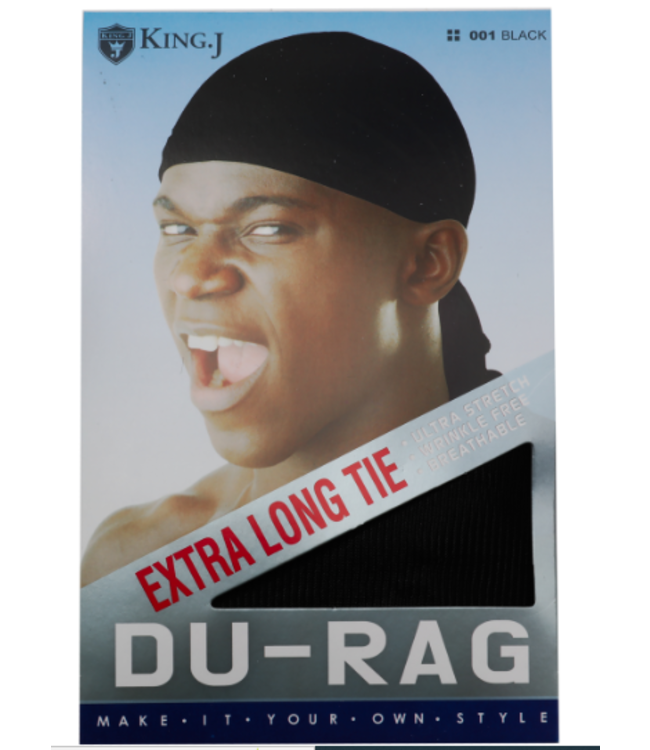 KING J KNG J XTRA LONG TIE DURAG BLACK