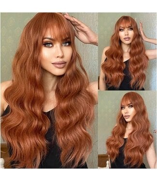 ONE N ONLY  LC1065-1 OMBRE BROWN/STRAWBERRY BLONDE STRAIGHT WOMEN WIG  WITH BANG
