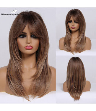 ONE N ONLY  LC259-5  BROWN BLONDE OMBRE STRAIGHT WOMEN WIG  WITH BANG