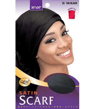QFITT QFITT SATIN SCARF 30 X 30 SQUARE TYPE 165 BLACK
