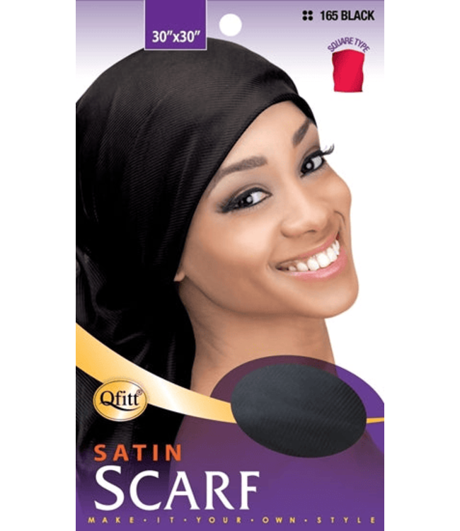 QFITT QFITT SATIN SCARF 30 X 30 SQUARE TYPE 165 BLACK