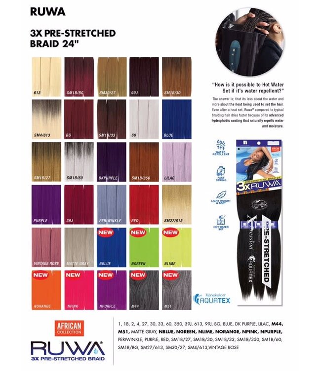 3X RUWA 3X RUWA PRE STRETCHED BRAID 24"
