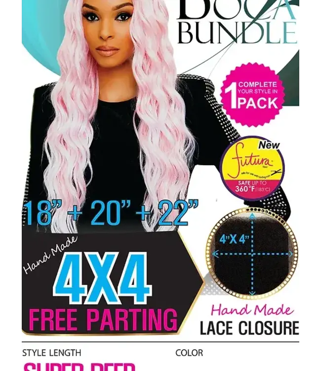 BOCA BUNDLE BOCA BUNDLE 3PC + 4X4 LACE CLOSURE SYNTHETIC  18,20,22"