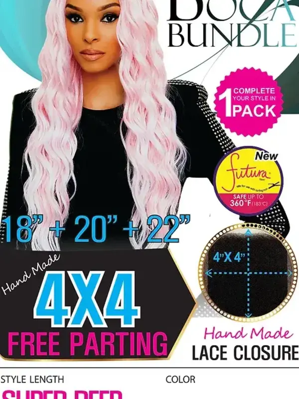 BOCA BUNDLE BOCA BUNDLE 3PC + 4X4 LACE CLOSURE SYNTHETIC  18,20,22"