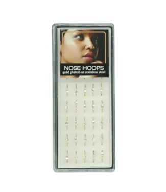 SAREBYS BEAUTY SUPPLY NOSE HOOPS GOLD PLATED + RHINESTONE 1PC #021313G