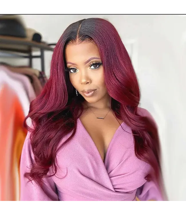 A.X. BODY WAVE HD HH 4X4 LACE FRONT WIG 1B/99J8"