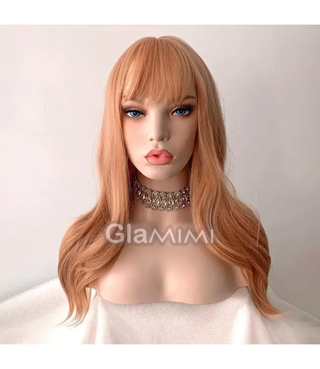 GINGER BLONDE WIG WITH BANGS LONG CURLY SYNTHETIC WIG