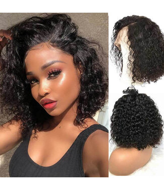 Jerry Curly Human Hair Short Bob Lace Front Wig 13X4 8IN